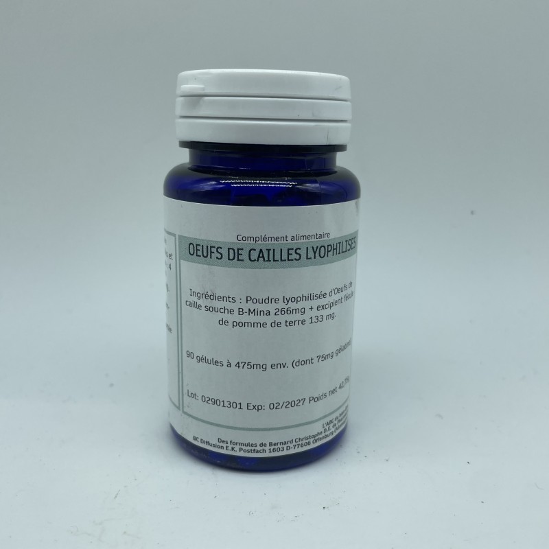 Oeufs de caille lyophilisés 90 gélules
